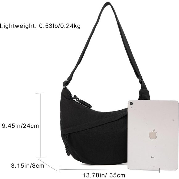 Crescent Crossbody Bags for Women Nylon Slouchy Sling Hobo Bag,Spacious Dumpling - Picture 2 of 8